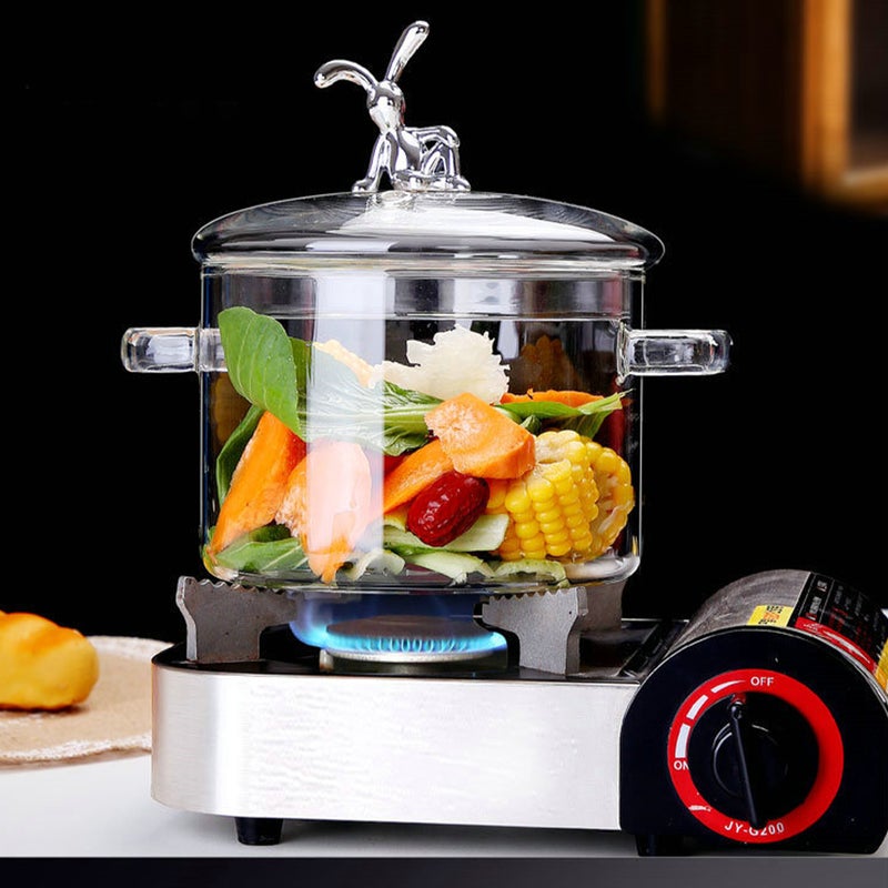 Kitchen Glass Stew Pot Braised Kitchen Cookware Stove Cooking Pot with Lid for Home - Image 2