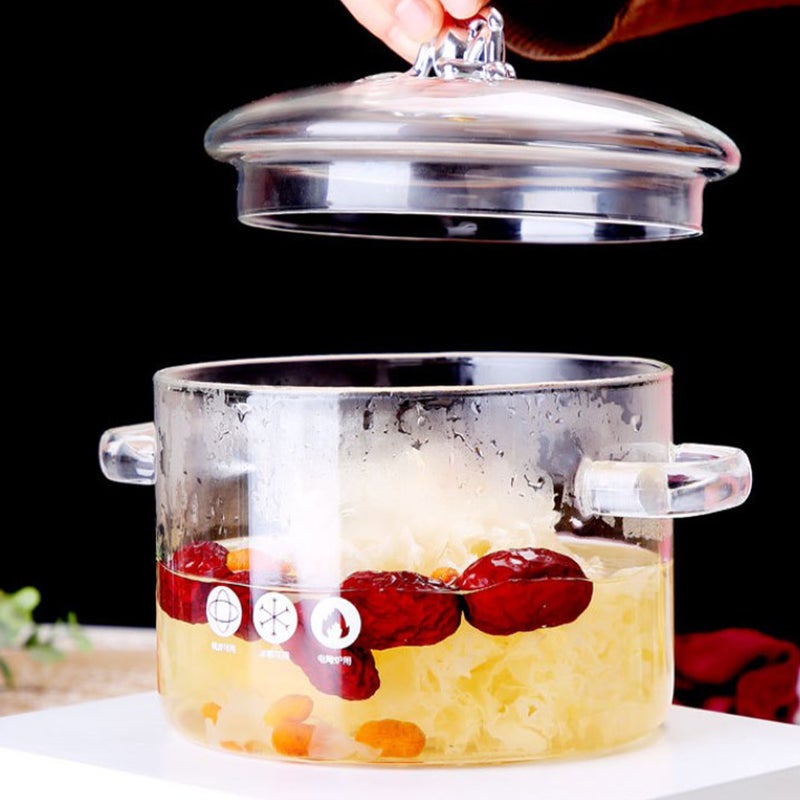Kitchen Glass Stew Pot Braised Kitchen Cookware Stove Cooking Pot with Lid for Home - Image 3