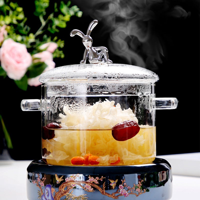 Kitchen Glass Stew Pot Braised Kitchen Cookware Stove Cooking Pot with Lid for Home - Image 4