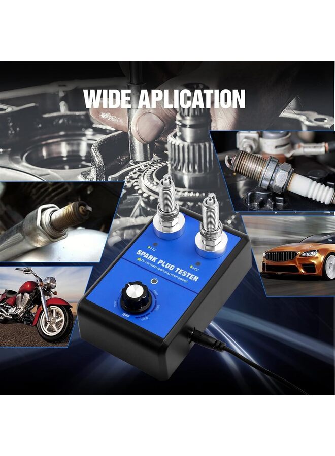 Generic Spark Plug Tester, Dual Holes Automotive Engine Ignition Coil Tester 0 to 6000RPM Adjustable Working Frequency Car Motorcycle Spark Tester Tool for 12V Gasoline Vehicles Spark Plug Sock  - Image 5