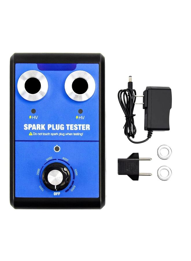 Generic Spark Plug Tester, Dual Holes Automotive Engine Ignition Coil Tester 0 to 6000RPM Adjustable Working Frequency Car Motorcycle Spark Tester Tool for 12V Gasoline Vehicles Spark Plug Sock  - Image 1