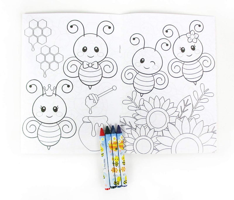 TINYMILLS Bumble Bees Honeybees Coloring Book and Crayon Set for Kids Party Favors with 12 Coloring Books and 48 Crayons for Birthday Goody Bag Stuffers Carnival Prizes - Image 4