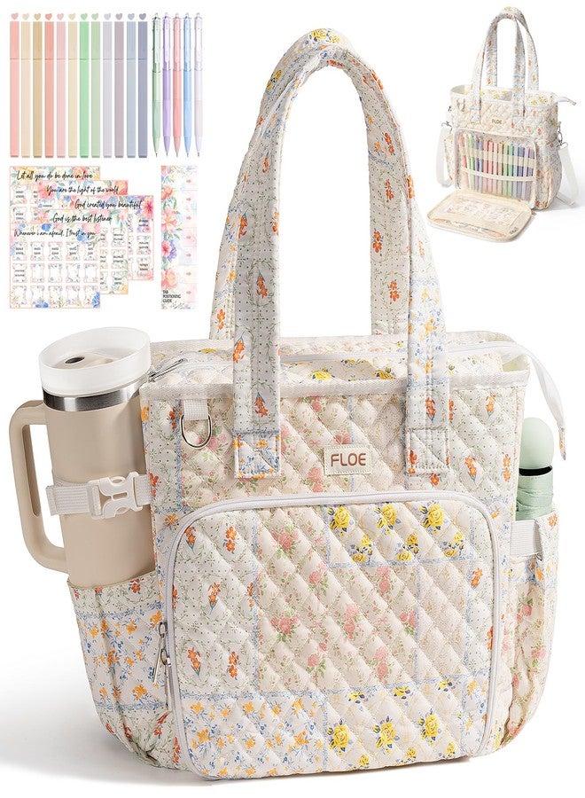 FLOE Large Bible Bag for Women Bible Cover Case, Quilted Puffer Bible Tote Bag Church Bag w/Shoulder Strap, Bible Study Supplies Journaling Kit Accessories Mothers Day Easter Christian Gifts for Women Mom - Image 1