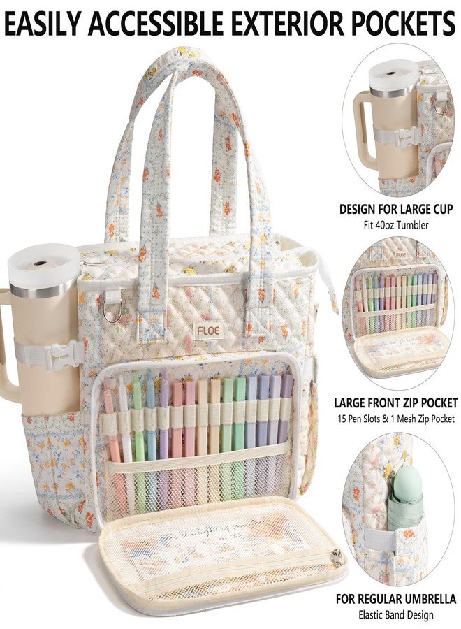 FLOE Large Bible Bag for Women Bible Cover Case, Quilted Puffer Bible Tote Bag Church Bag w/Shoulder Strap, Bible Study Supplies Journaling Kit Accessories Mothers Day Easter Christian Gifts for Women Mom - Image 3