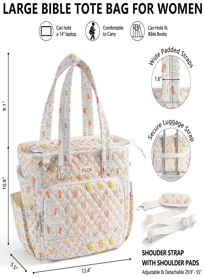 FLOE Large Bible Bag for Women Bible Cover Case, Quilted Puffer Bible Tote Bag Church Bag w/Shoulder Strap, Bible Study Supplies Journaling Kit Accessories Mothers Day Easter Christian Gifts for Women Mom - Image 2