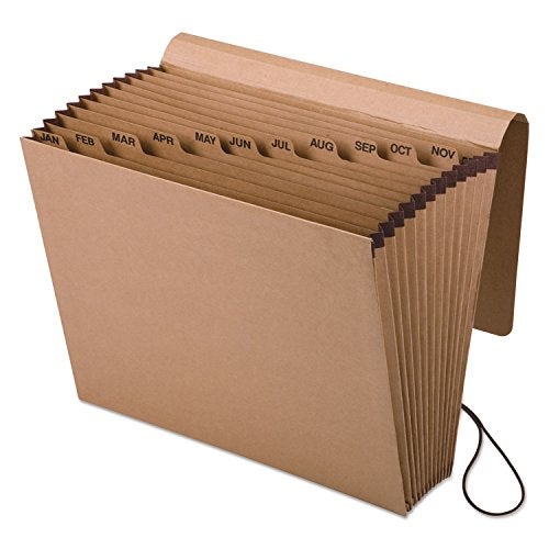Pendaflex Expanding Kraft File with Flap JanDec Index 12 x 10 1 per Box K17MOXBrown