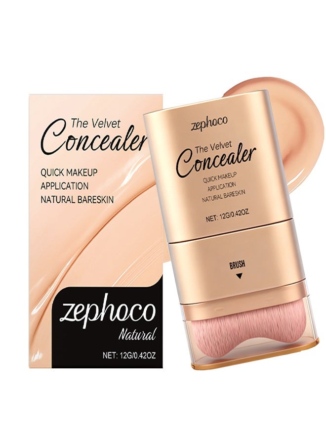zephoco Concealer,Double-ended Concealer Stick Foundation Stick with Built-in Soft Brush and Natural Finish Concealer Foundation Sticks for Multi-Use Face Makeup (Natural) - Image 1