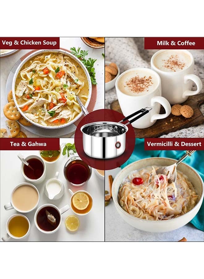 Lion Stainless Steel Sauce Pan – 2.5 Ltr, 18.5 cm, Flat Bottom, Heat-Resistant Handle with Hanging Loop, Food Grade, Rust Resistant – For Tea, Coffee, Soup, Milk, Desserts - Image 4