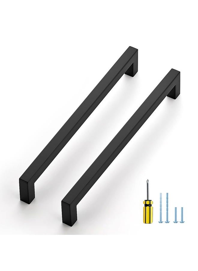Ravinte 20 Pack Black Cabinet Pulls 8-4/5 Inch Square Cabinet Handles Matte Black Kitchen Hardware for Cabinet Drawer Pulls Come with Screwdriver - Image 1