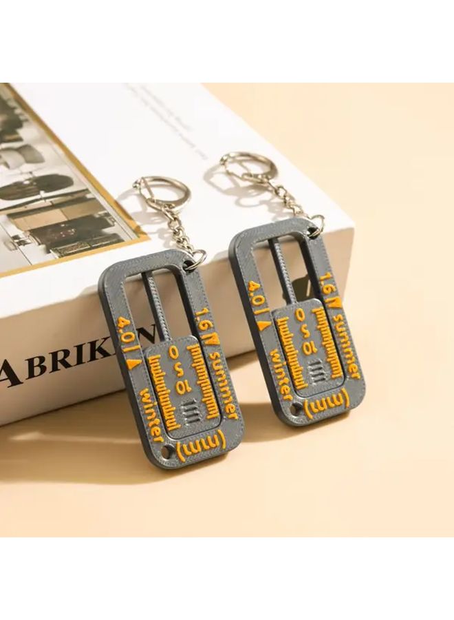 Gray Portable Tire Tread Depth Gauge Keychain Car Necessity Compact Tool - Image 4