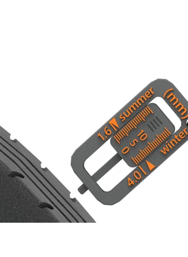 Gray Portable Tire Tread Depth Gauge Keychain Car Necessity Compact Tool - Image 1