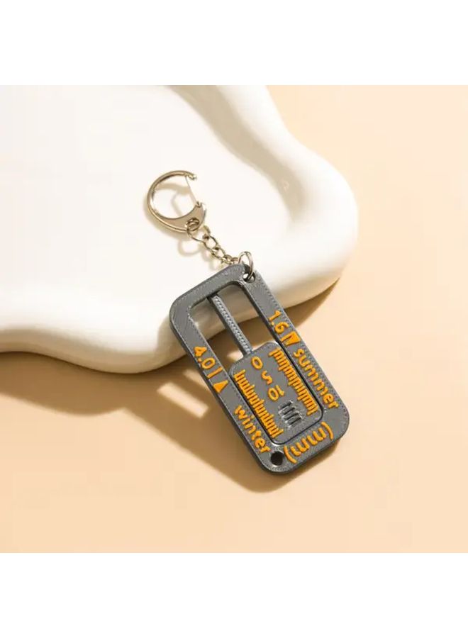 Gray Portable Tire Tread Depth Gauge Keychain Car Necessity Compact Tool - Image 3