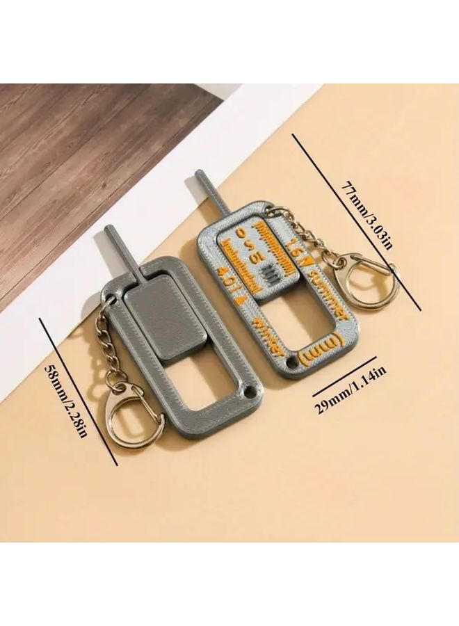 Gray Portable Tire Tread Depth Gauge Keychain Car Necessity Compact Tool - Image 2