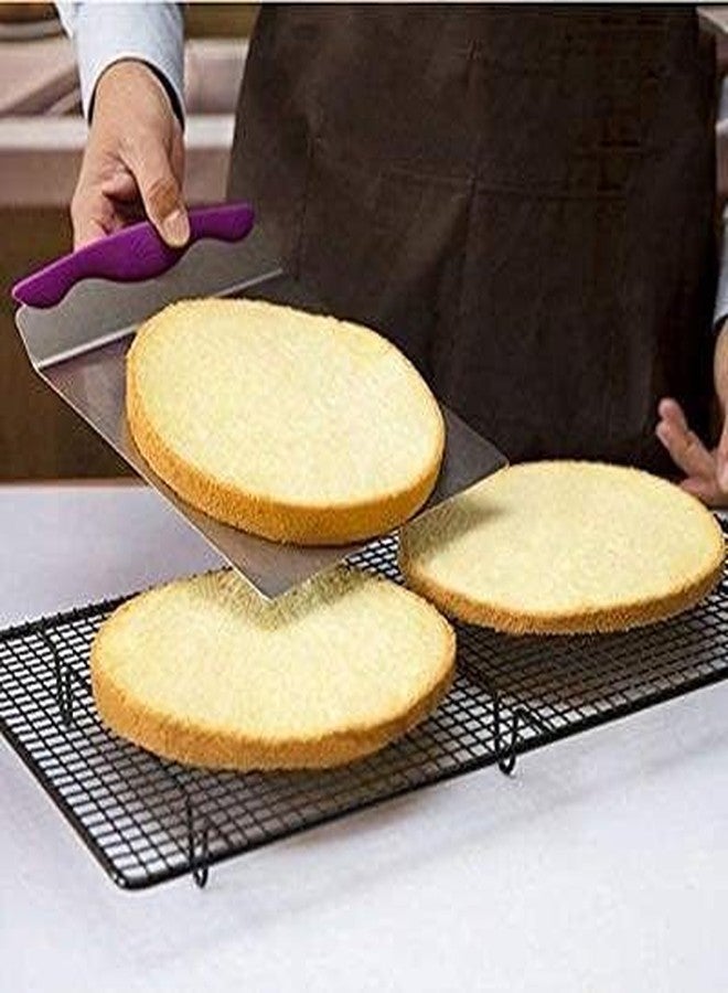 BIRZAR Stainless Steel Cake Lifter with Non-Slip Handle Dough Scraper Cutter Pizza Lifting Move Plate Baking Tools (Multicolor) - Image 4