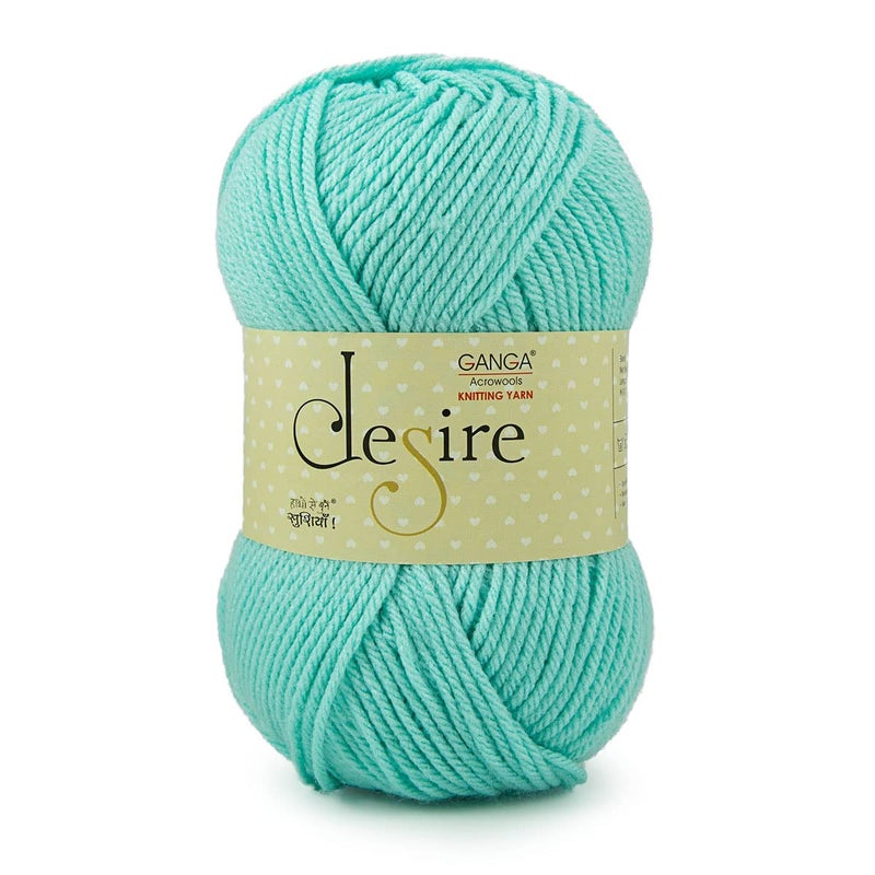 Ganga Acrowools Acrylic Desire Hand Knitting and Crochet Yarn. Pack of 1 Ball - 100Gms. Shade No - Dsr005, Aqua - Image 4