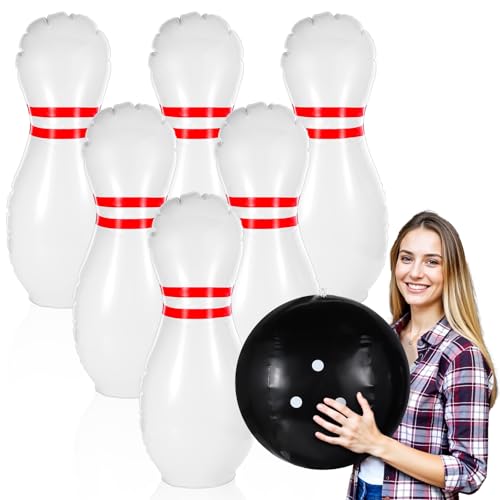 wutfuooo Giant Inflatable Bowling Set，One 15 Inches Ball with Six 23 Inches Pins - Image 1