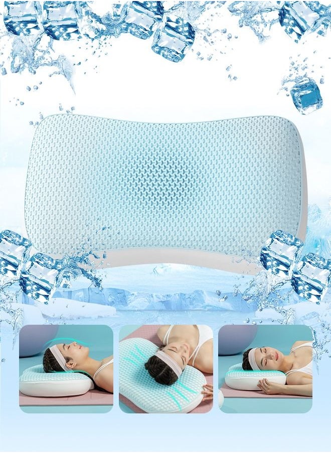 Generic - Comfortable Sleeping Pillow Wave shaped Cervical Pectin Pillow with High Elasticity Cooling Gel - Image 1