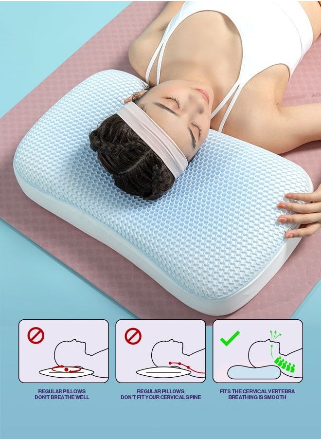 Generic - Comfortable Sleeping Pillow Wave shaped Cervical Pectin Pillow with High Elasticity Cooling Gel - Image 1