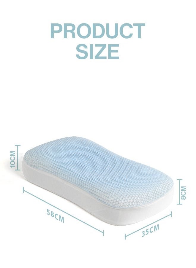 Generic - Comfortable Sleeping Pillow Wave shaped Cervical Pectin Pillow with High Elasticity Cooling Gel - Image 1