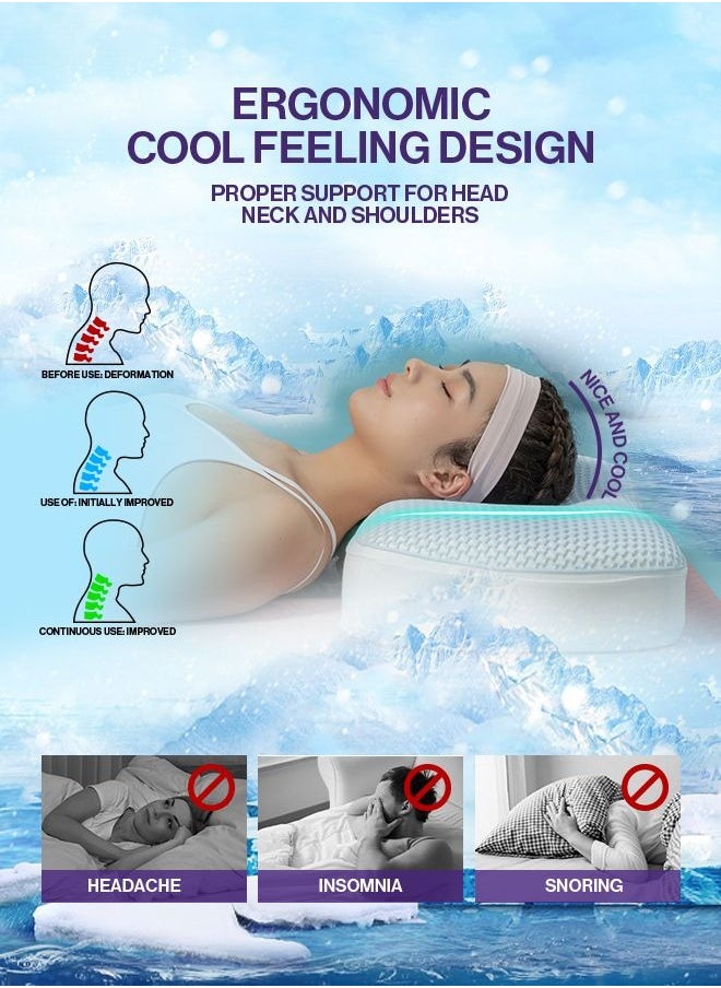 Generic - Comfortable Sleeping Pillow Wave shaped Cervical Pectin Pillow with High Elasticity Cooling Gel - Image 1