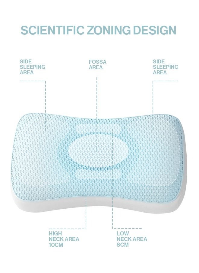 Generic - Comfortable Sleeping Pillow Wave shaped Cervical Pectin Pillow with High Elasticity Cooling Gel - Image 1
