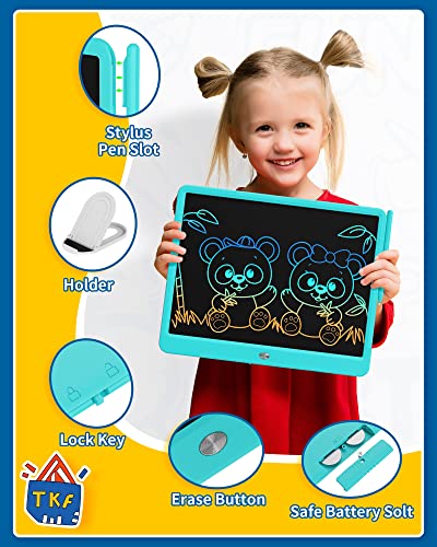 TEKFUN 15inch LCD Writing Tablet Teen Boy Girl Gifts Ideas, Easter Birthday Gifts for Kids, Drawing Board Educational Toys for 6 4 5 3 Year Old Boys, Homeschool and Office Message Memo Board (Blue) - Image 2