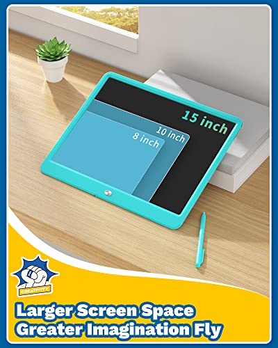 TEKFUN 15inch LCD Writing Tablet Teen Boy Girl Gifts Ideas, Easter Birthday Gifts for Kids, Drawing Board Educational Toys for 6 4 5 3 Year Old Boys, Homeschool and Office Message Memo Board (Blue) - Image 3