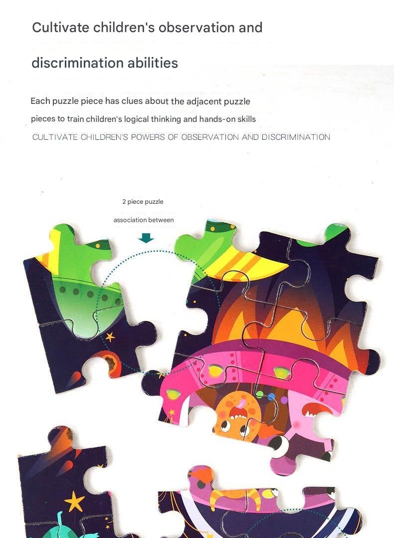 100 قطعة من الحديد مربع خشبية المجلس لغز للأطفال 3-4-5-6-7 سنوات الكرتون خشبية ألعاب التعليم المبكر - Image 4