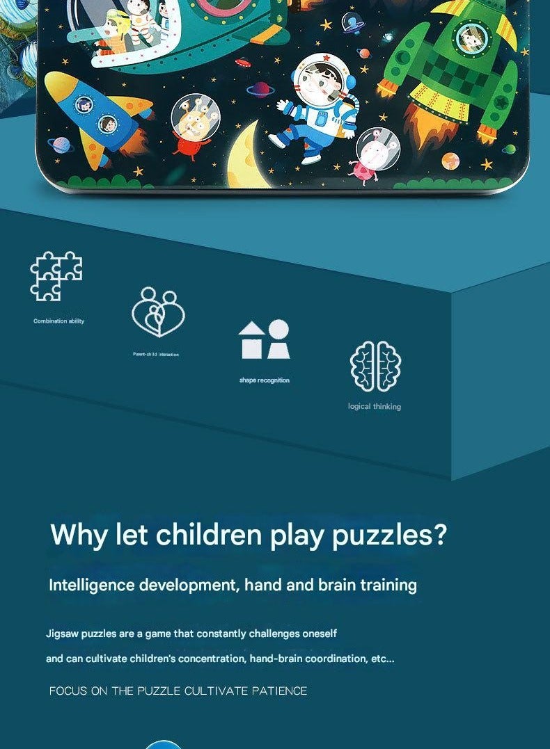 100 قطعة من الحديد مربع خشبية المجلس لغز للأطفال 3-4-5-6-7 سنوات الكرتون خشبية ألعاب التعليم المبكر - Image 3