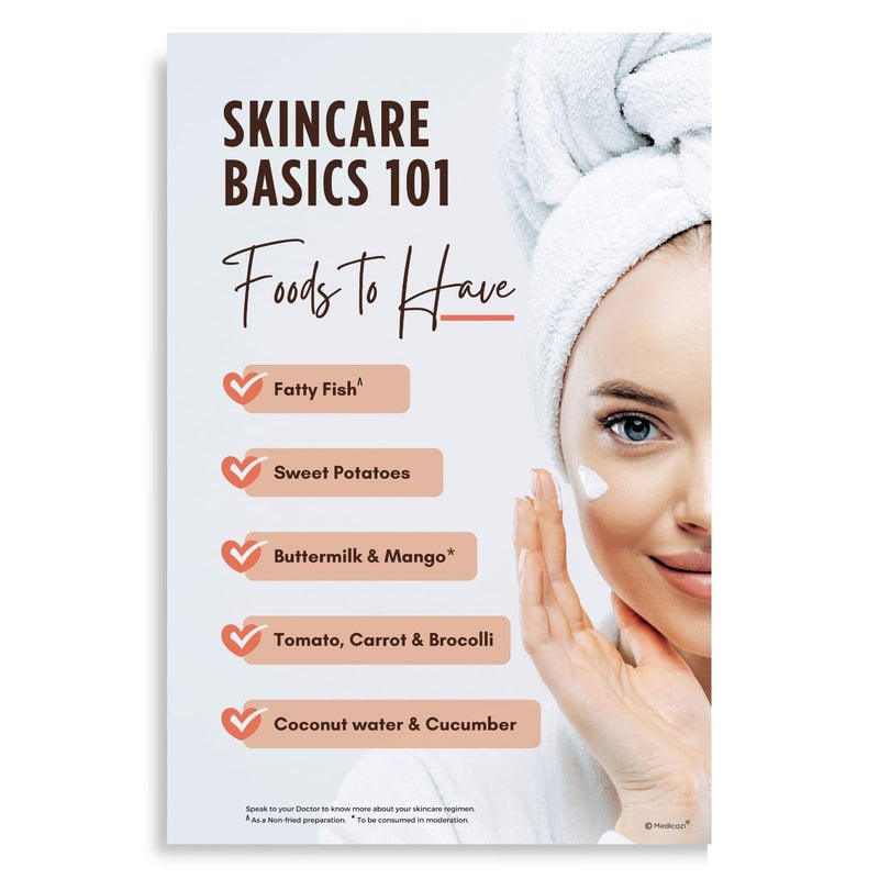 Medicozi Medicozi Skincare Clinic Posters Good and Bad foods for skin Set of 2 Unframed 12x18 inches Dermatologist Skin Specialist Hospital waiting room Art - Image 2