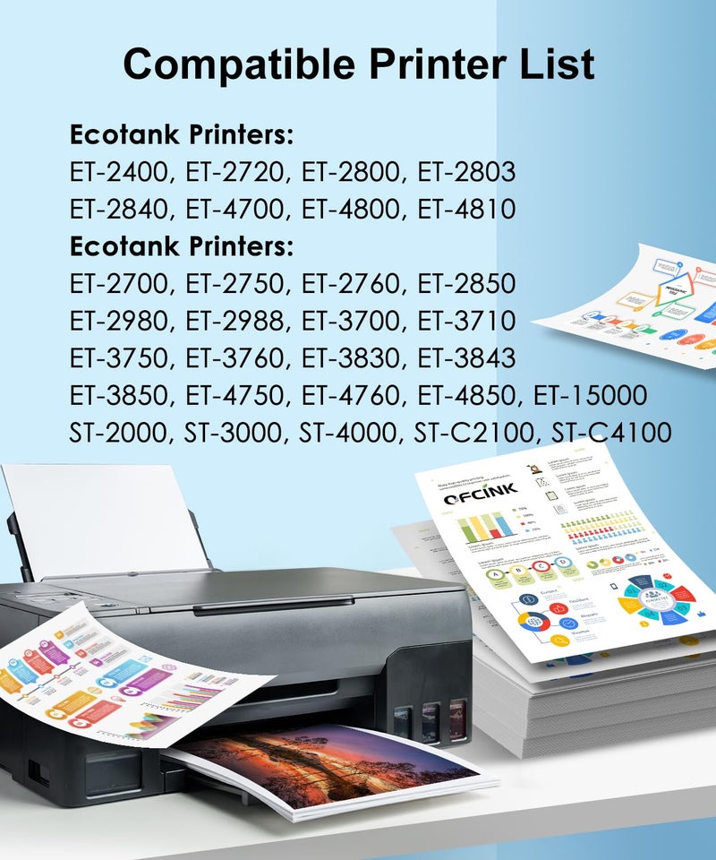 OFCINK Replacement for Epson 502 522 High Capacity (6 Bottles) Ink Refill Bottles Replacement for Epson 502 522 Ink Use for EcoTank ET-3760 ET2760 ET2750 ET-4760 ET-2850 ET-15000 ST-4000 ST-2000 - Image 2