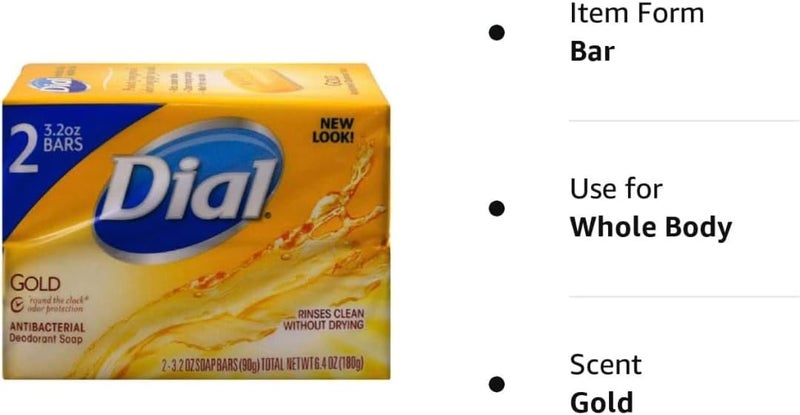 Dial Gold Antibacterial Deodorant Soap, 2 Pack - Total Net Weight 6.4 oz - Image 4