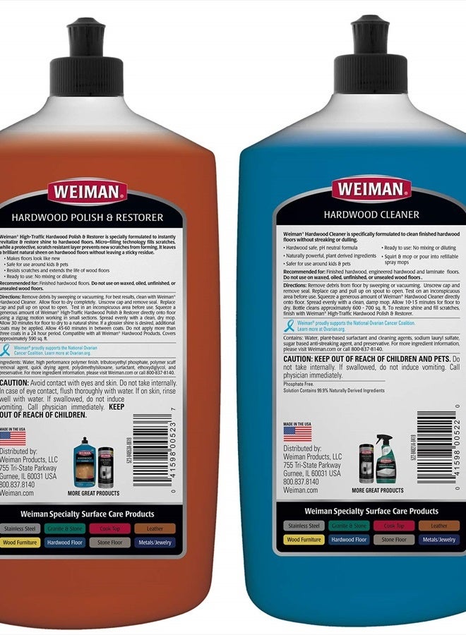 Weiman مجموعة منظف ومرمم للأرضيات الخشبية - عبوتان - للأرضيات الخشبية ذات الحركة العالية، لمعان طبيعي، يزيل الخدوش، يترك طبقة واقية - Image 2