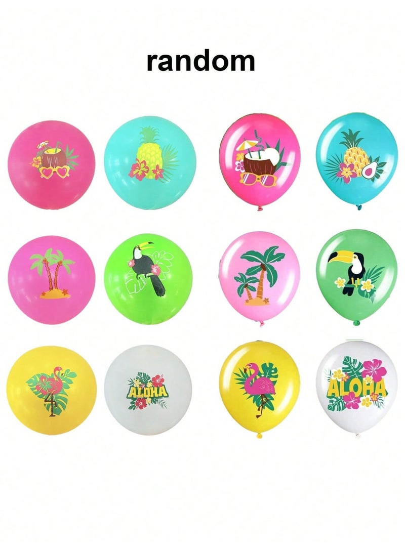 Hawaiian Aloha Party Balloons 25 Pieces 12 Inch With Flamingo Pineapple And Tropical Leaf Designs For Summer Beach And Pool Parties - Image 5