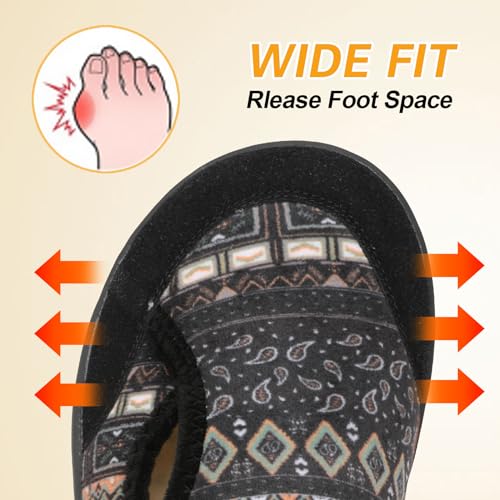 LeIsfIt Diabetic Shoes for Women Wide House Shoes Adjustable Arthritis Edema Slippers Indoor Outdoor Bohemia Size 6 - Image 3
