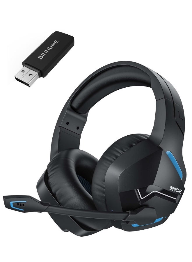 BINNUNE Wireless Gaming Headset with Noise Cancelling Microphone for PC PS4 PS5, 2.4G Headset with Mic for Laptop Computer - Image 1