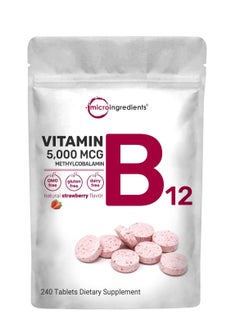Vitamin B12 Sublingual 5000mcg Methylcobalamin natural strawberry flavor 240 tablets
