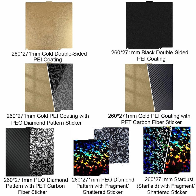 PEO Diamond Shattered Sticker Build Plate 260x271mm Scraper Free 3D Printer Bed - Image 4