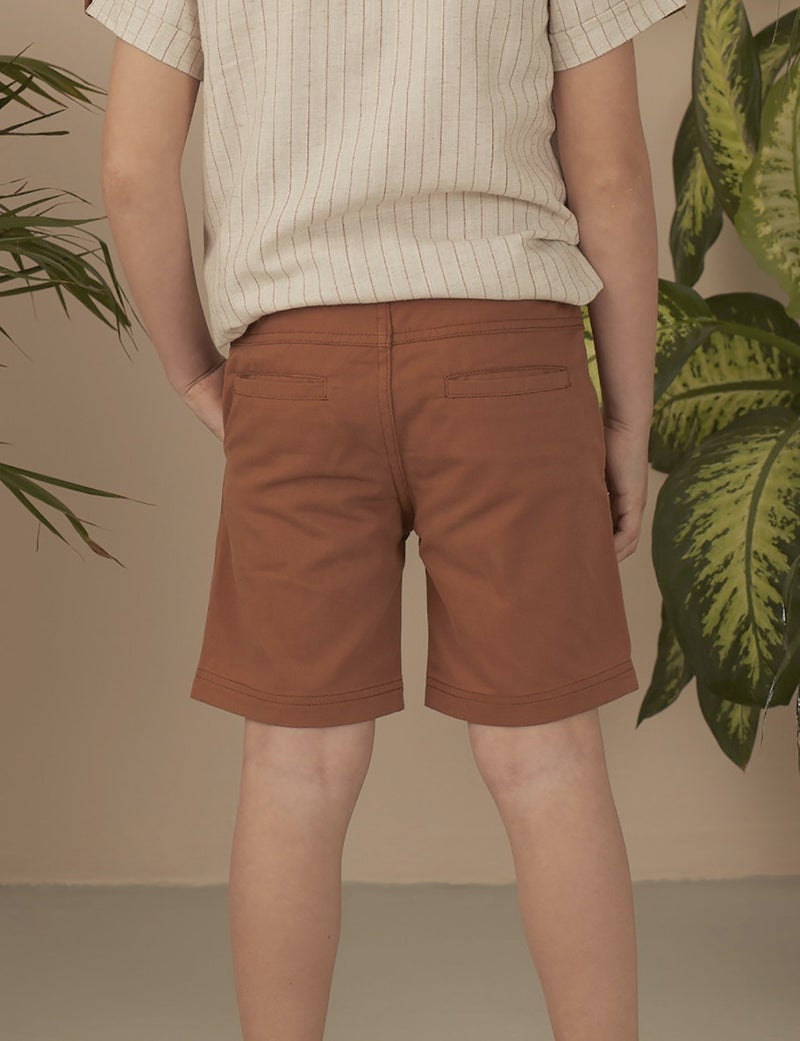 Ollie&Olla Brown Boy Gabardine Shorts  - Image 3