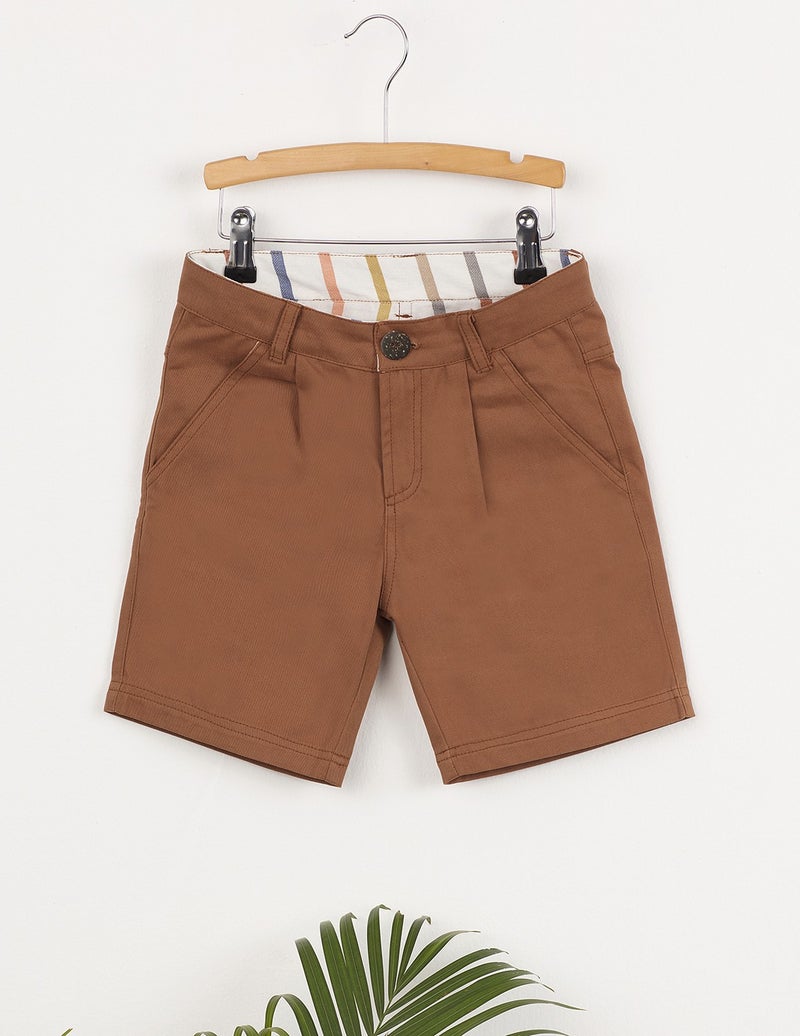 Ollie&Olla Brown Boy Gabardine Shorts  - Image 4