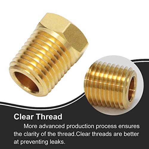 Boeray 1/4 Inch NPT Male Thread to 1/8 Inch NPT Female Thread Brass Pipe Fitting, Reducing Hex Head Hose Bushing Adapter Convert Pack of 2 - Image 3