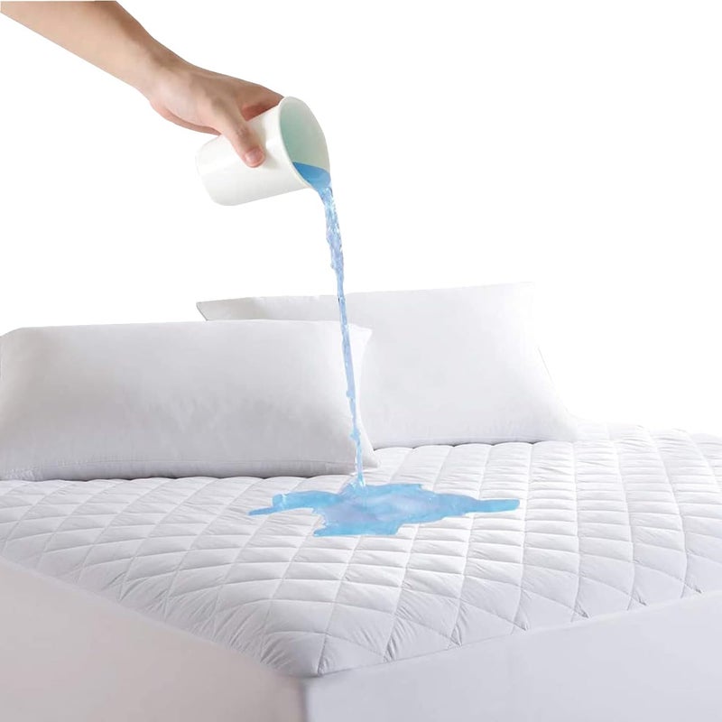ADVENT Quilted Single Mattress Protector90x190 cm Single Waterproof Mattress Protector Hypoallergenic Single Bed Mattress Protector Fits Mattresses up to 30cm Deep Breathable Mattress CoverWhite