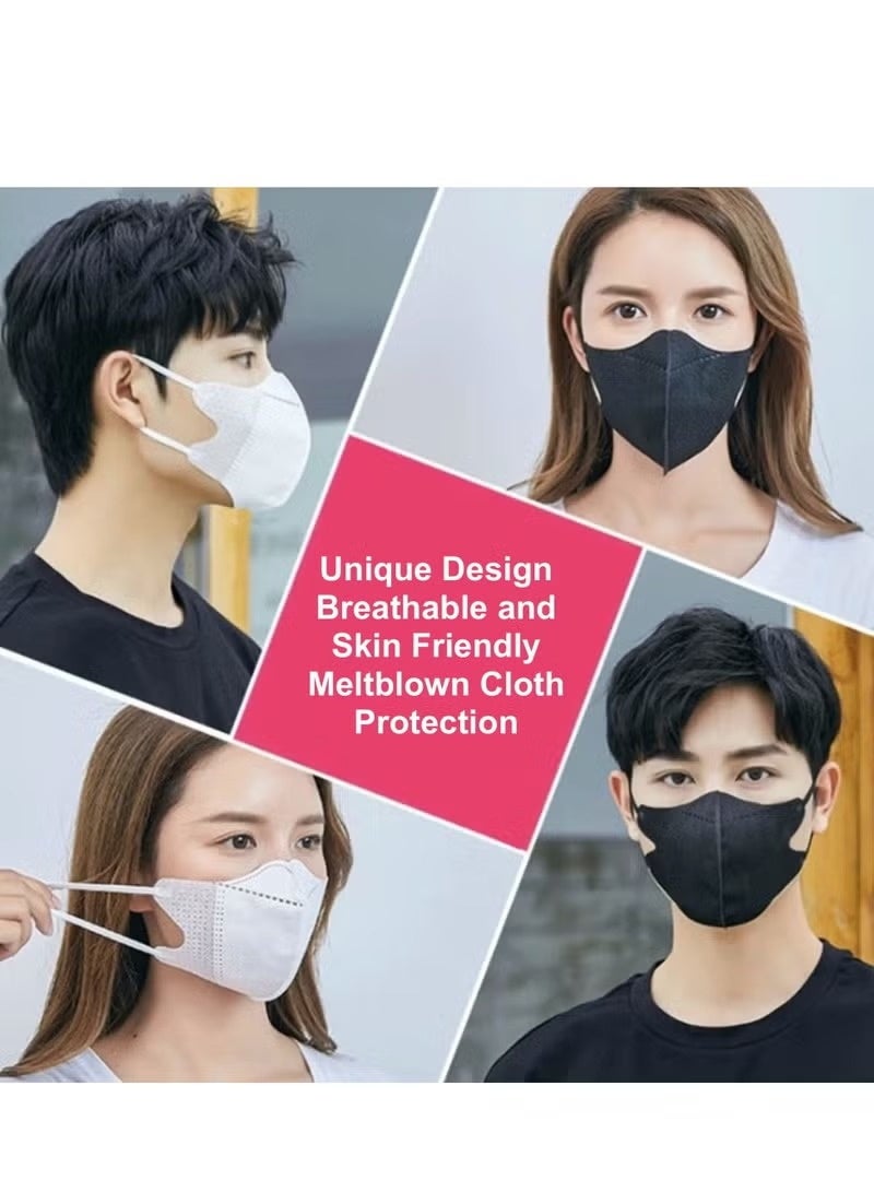 20 Pcs 3D Disposable Face Mask for Adults, 3-Ply Melt-Blown Filter Protection with Breathable Non-Woven Fabric, Comfortable Elastic Ear Loops, Lightweight Single-Use Unisex Face Cover, Black for Daily Wear, Travel and Outdoor Use - Image 5