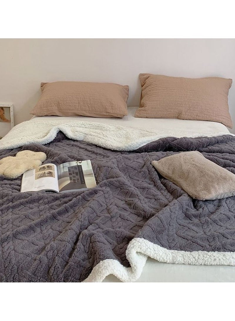 DubaiGallery Flannel Simple Double Layer Quilted Quilt, Winter Bed Sheet Quilt, Composite Leisure Blanket Warm blankets in winter - Image 3