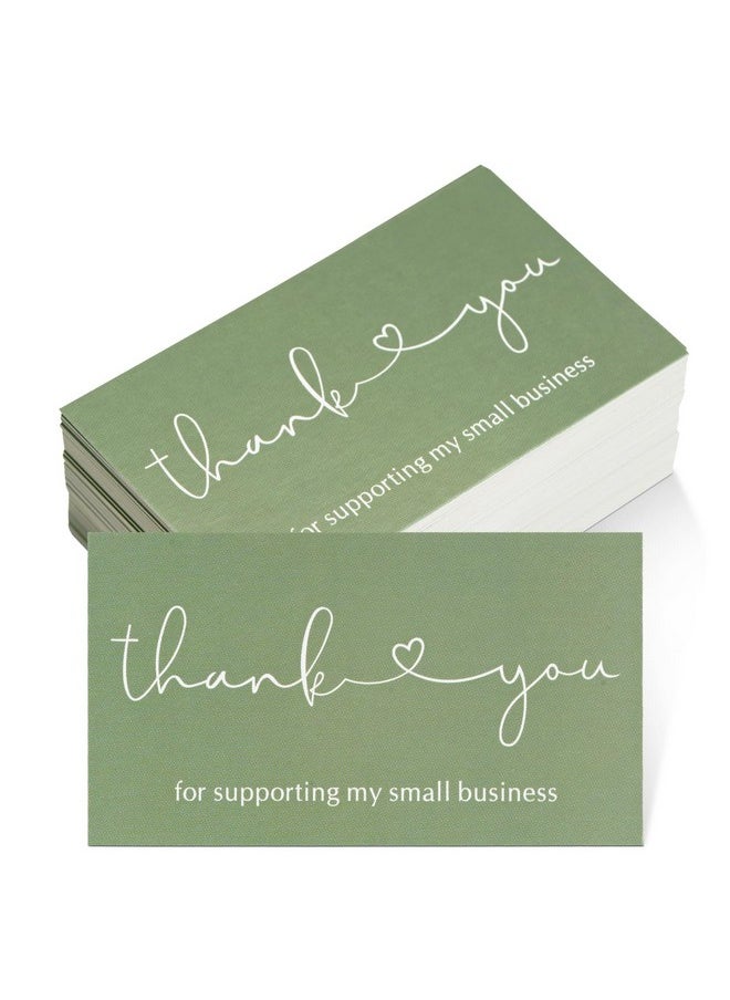 KINGLAKE Thank You Cards Small Business, Thank You Business Cards, 2 X 3.5 Inches Thank You Cards For Small Business, 100Pcs Thank You For Your Order Cards, Thank You For Supporting Cards Sage Green  - Image 1