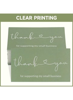 KINGLAKE Thank You Cards Small Business, Thank You Business Cards, 2 X 3.5 Inches Thank You Cards For Small Business, 100Pcs Thank You For Your Order Cards, Thank You For Supporting Cards Sage Green  - Image 4