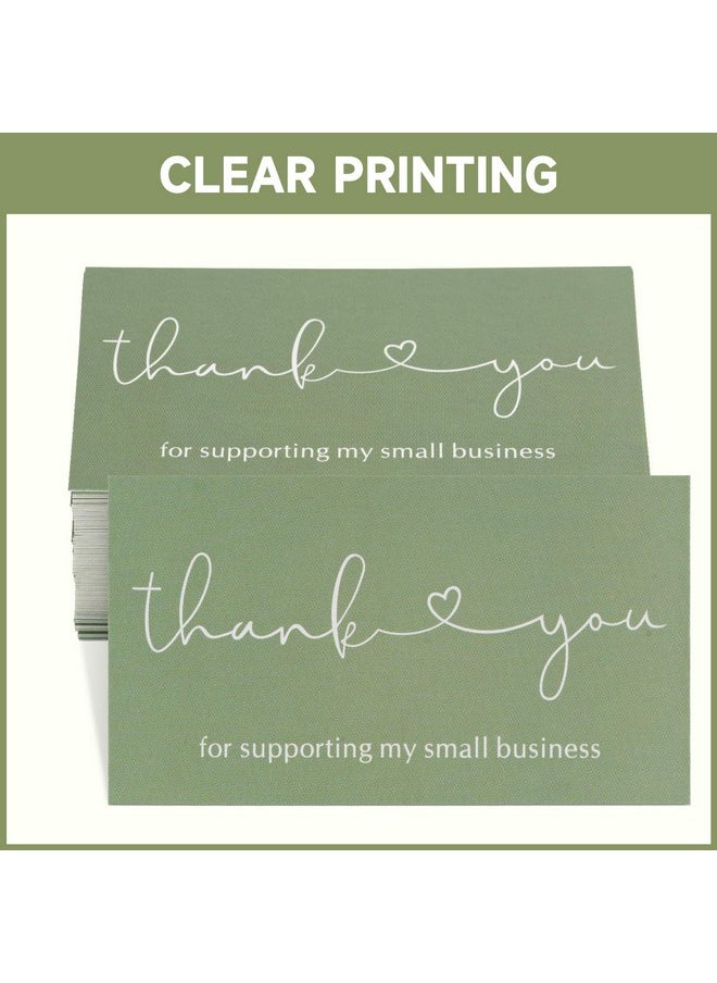 KINGLAKE Thank You Cards Small Business, Thank You Business Cards, 2 X 3.5 Inches Thank You Cards For Small Business, 100Pcs Thank You For Your Order Cards, Thank You For Supporting Cards Sage Green  - Image 4