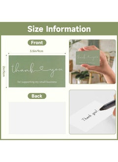 KINGLAKE Thank You Cards Small Business, Thank You Business Cards, 2 X 3.5 Inches Thank You Cards For Small Business, 100Pcs Thank You For Your Order Cards, Thank You For Supporting Cards Sage Green  - Image 2