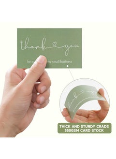 KINGLAKE Thank You Cards Small Business, Thank You Business Cards, 2 X 3.5 Inches Thank You Cards For Small Business, 100Pcs Thank You For Your Order Cards, Thank You For Supporting Cards Sage Green  - Image 3