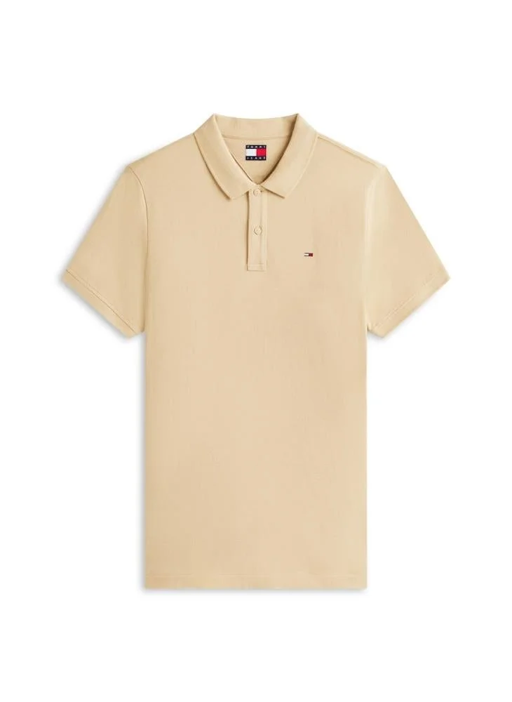 TOMMY JEANS  Tommy Flag Slim Fit Pique Polo Shirt for Men | Best Price UAE